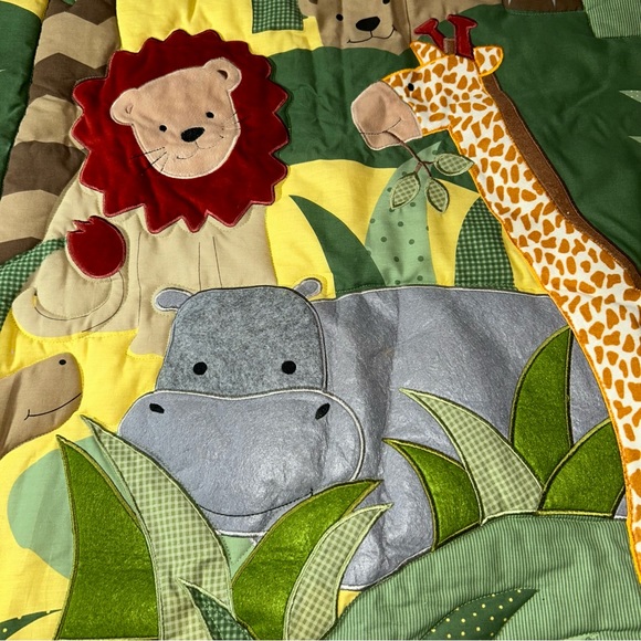 Lambs & Ivy Jungle Safari Animals Gingham Baby Nursery Blanket Quilt 35” x 44”